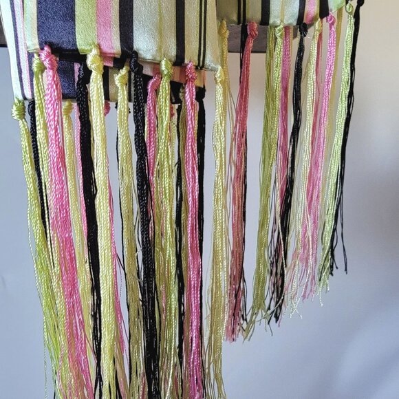 Striped 100% Silk Scarf With Fringe By Talbots Multicolor Stripes - Picture 11 of 11